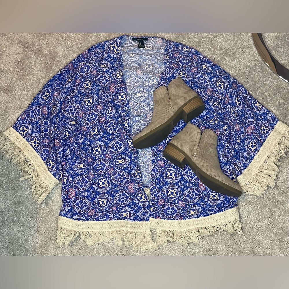 F21 Boho fringe cover up size medium